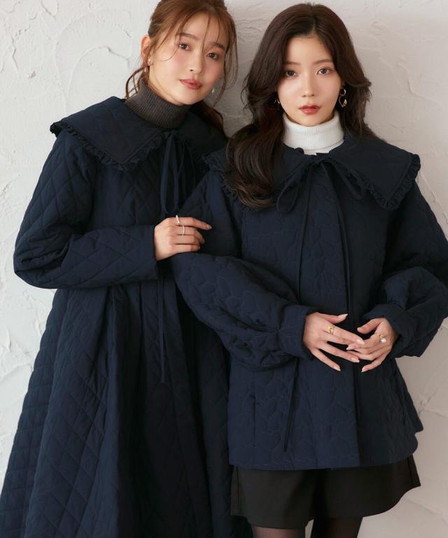 ルイルエブティック（RUIRUE BOUTIQUE）/襟付きフレア中綿キルティング