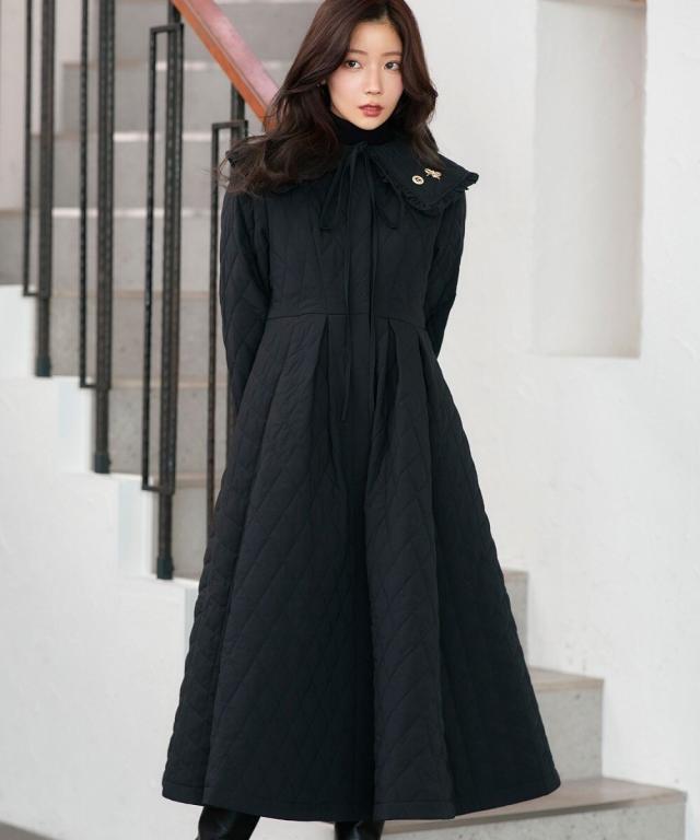 ルイルエブティック（RUIRUE BOUTIQUE）/襟付きフレア中綿キルティング