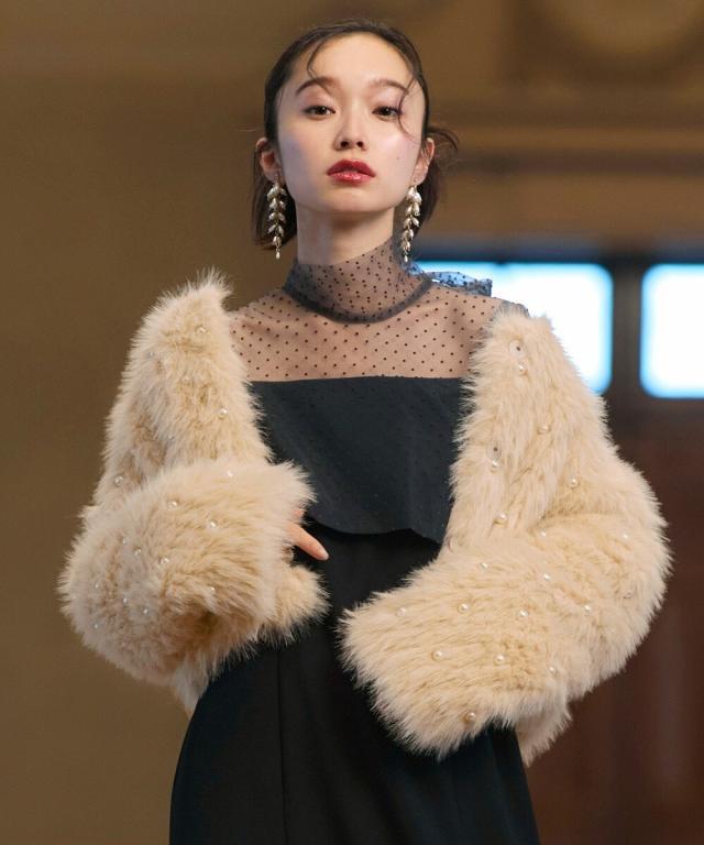 ルイルエブティック（RUIRUE BOUTIQUE）/【パール×エコファー】フラッフィー　パーティージャケット