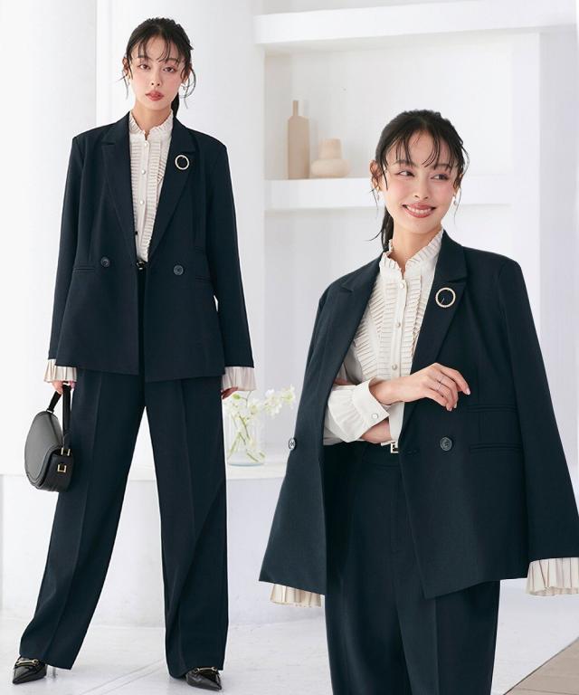 ルイルエブティック（RUIRUE BOUTIQUE）/プリーツアタッチメントダブルテーラードスーツ_1