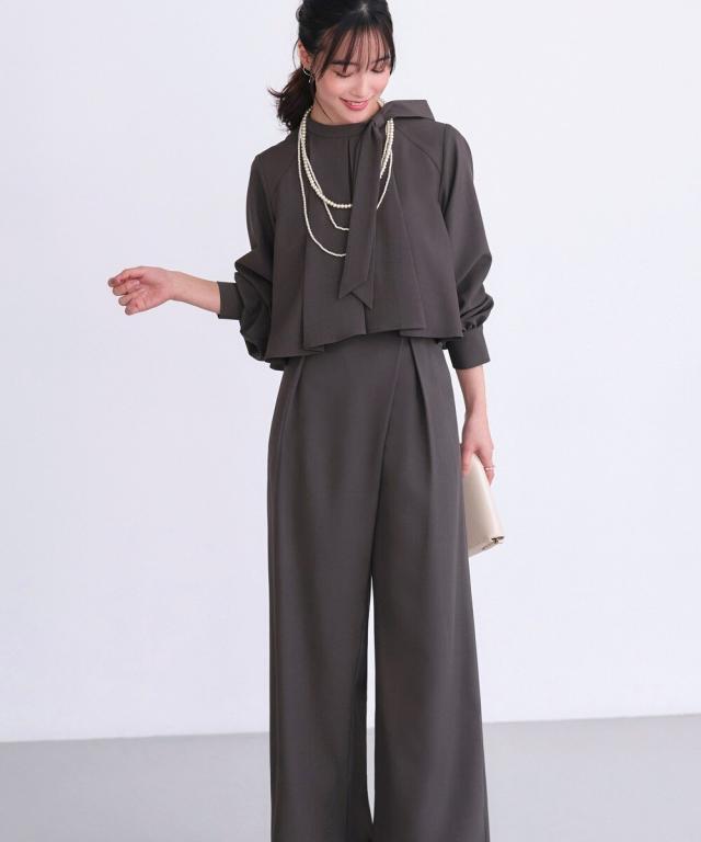 ルイルエブティック（RUIRUE BOUTIQUE）/ケープリボンラップワイドパンツセットアップ_9