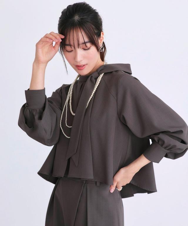 ルイルエブティック（RUIRUE BOUTIQUE）/ケープリボンラップワイドパンツセットアップ_10