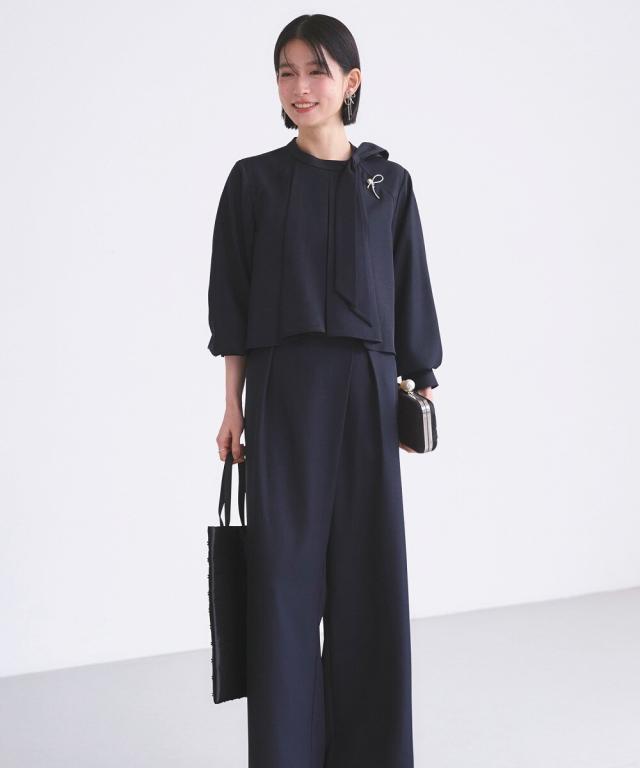 ルイルエブティック（RUIRUE BOUTIQUE）/ケープリボンラップワイドパンツセットアップ_13