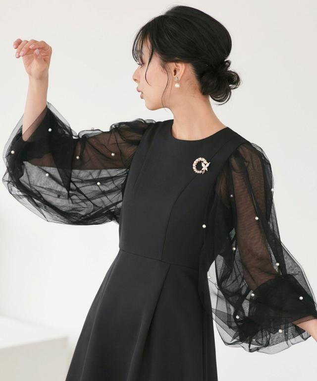 ルイルエブティック（RUIRUE BOUTIQUE）/パールシアースリーブ フレアワンピースドレス_6