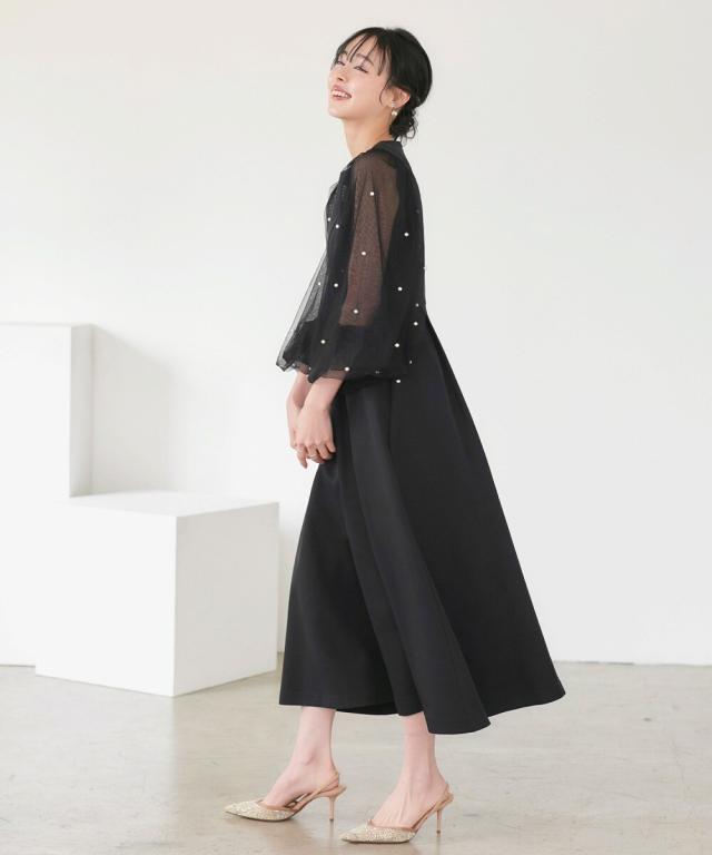 ルイルエブティック（RUIRUE BOUTIQUE）/パールシアースリーブ フレアワンピースドレス_8