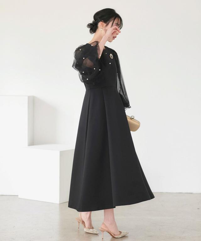 ルイルエブティック（RUIRUE BOUTIQUE）/パールシアースリーブ フレアワンピースドレス_11