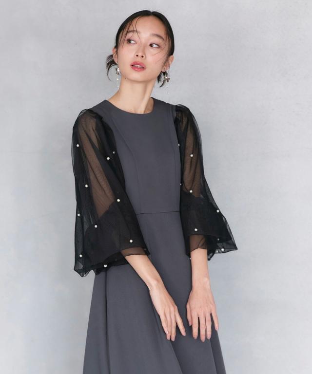ルイルエブティック（RUIRUE BOUTIQUE）/パールシアースリーブ フレアワンピースドレス_13