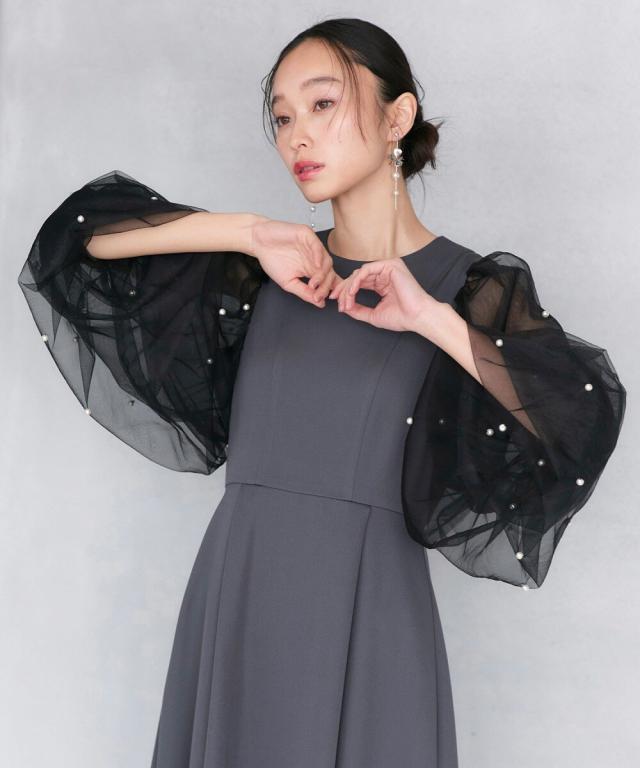 ルイルエブティック（RUIRUE BOUTIQUE）/パールシアースリーブ フレアワンピースドレス_14