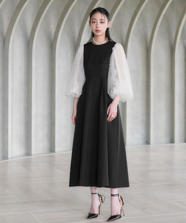 ルイルエブティック（RUIRUE BOUTIQUE）/パールシアースリーブ フレアワンピースドレス_5