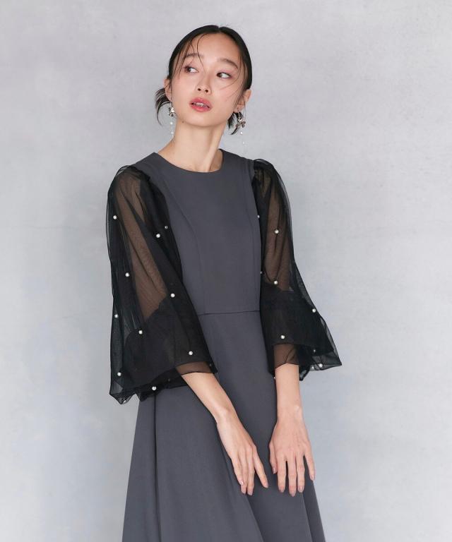 ルイルエブティック（RUIRUE BOUTIQUE）/パールシアースリーブ フレアワンピースドレス_2