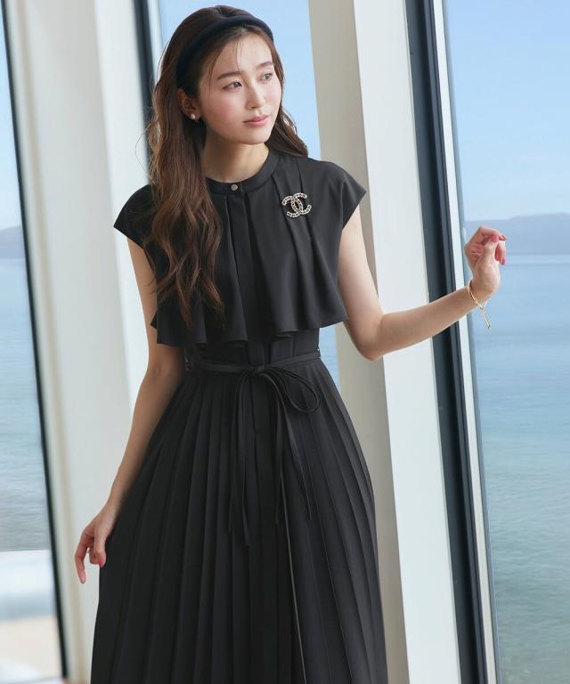 ルイルエブティック（RUIRUE BOUTIQUE）/ケープ×プリーツスタイルアップワンピース