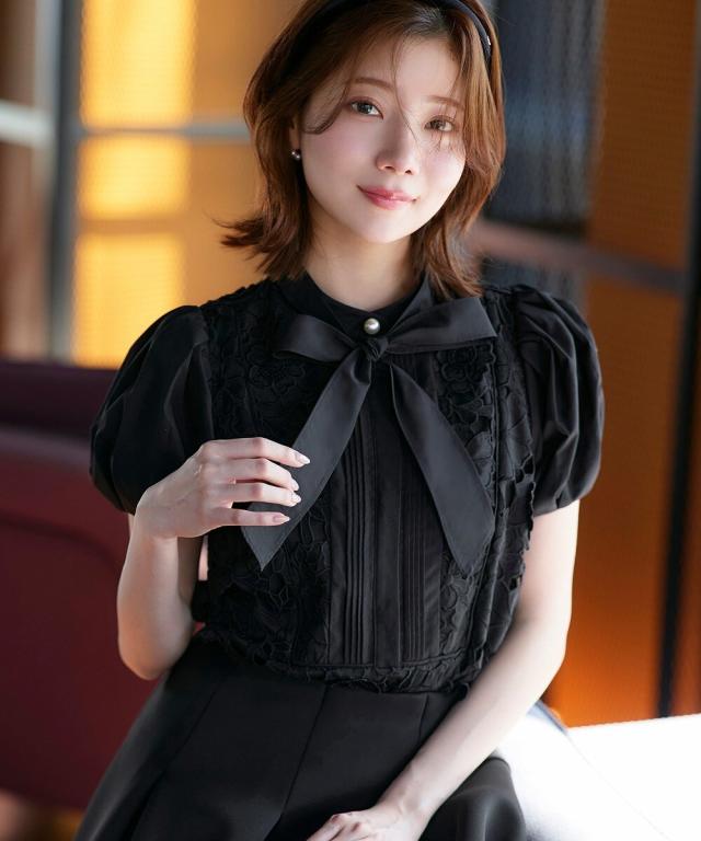 ルイルエブティック（RUIRUE BOUTIQUE）/2WAYリボンフラワーモチーフレースブラウス