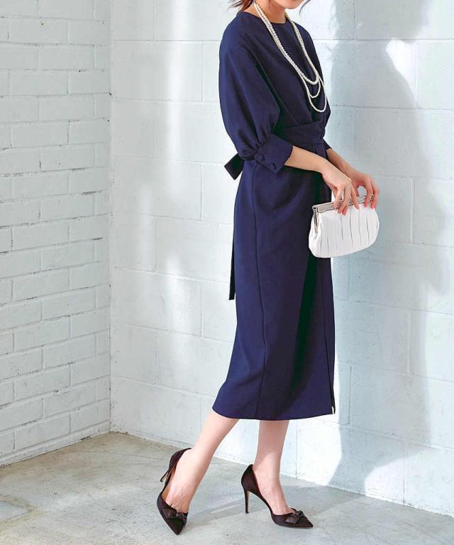 【美品】RUIRUE BOUTIQUE 2WayIラインワンピース LLブラック 2WayバルーンスリーブIラインワンピース「U837」-RUIRUE BOUTIQUE
