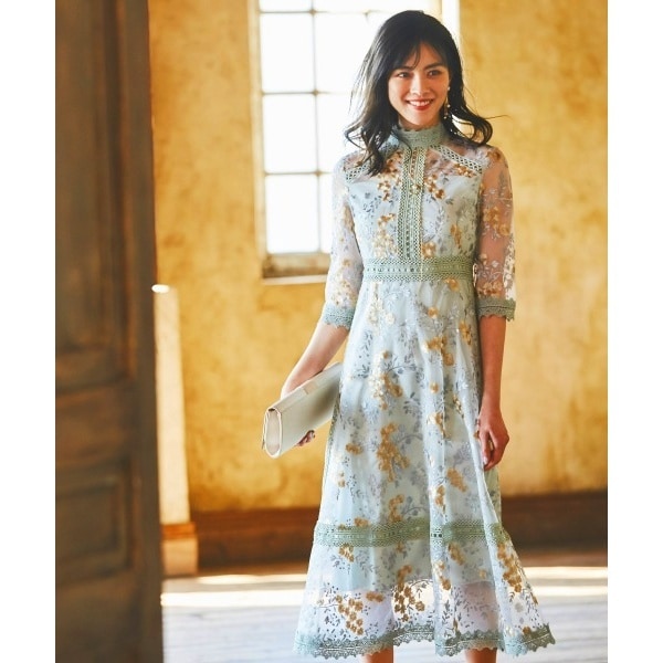 ルイルエブティック 刺繍レースワンピース Ｌサイズ ルイルエブティック（RUIRUE BOUTIQUE）/フラワー刺繍レース