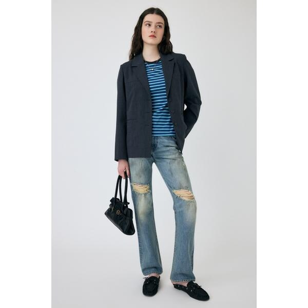 完売 MOUSSY BOXY ブレザー ジャケット 柄BLK MOUSSY ジャケット テーラードジャケット 「セットアップ対応