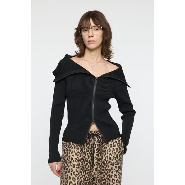 【NEW】マウジー（MOUSSY）/BIG COLLAR ZIP UP ニットトップス