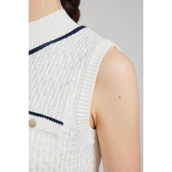 リエンダ　ゴルフ　シャイニーツイードモックネックニットOP RIENDA GOLF | 【RIENDA GOLF】シャイニーツイードモックネック