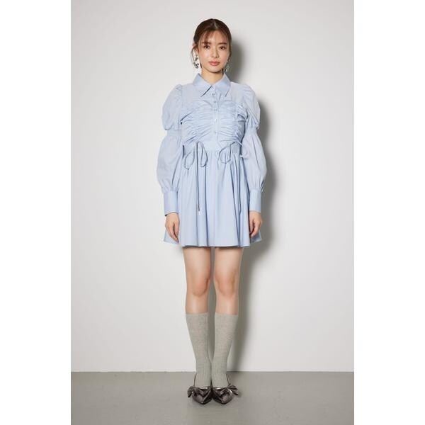 リエンダ（rienda）/フロントシャーリングリボンミニシャツ