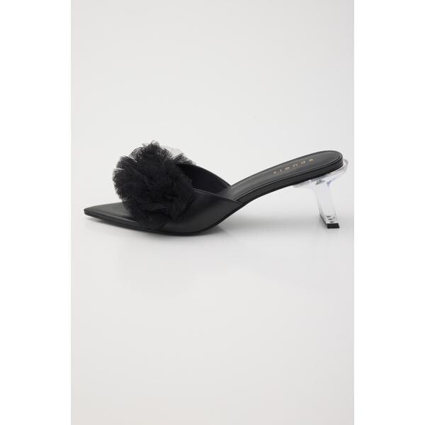 RANDA チュールクリアサンダル　ホワイト RANDA チュールクリアサンダル ホワイト チュールフリルクリア