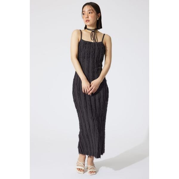 rienda フェイクファーオフショルタイトニットワンピース 新