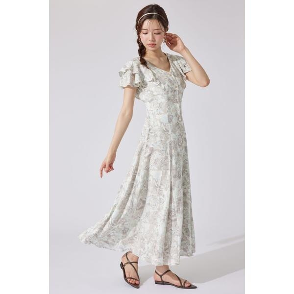 FOXEY ノースリーブ レース ワンピース　40 フォクシー/FOXEY 裾裏レース使い麻素材ノースリーブワンピース40