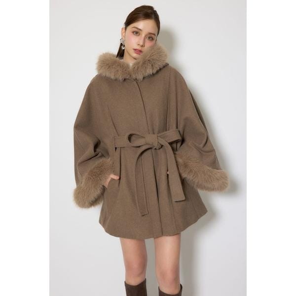 リエンダ（rienda）/ウールMIXフードポンチョコート