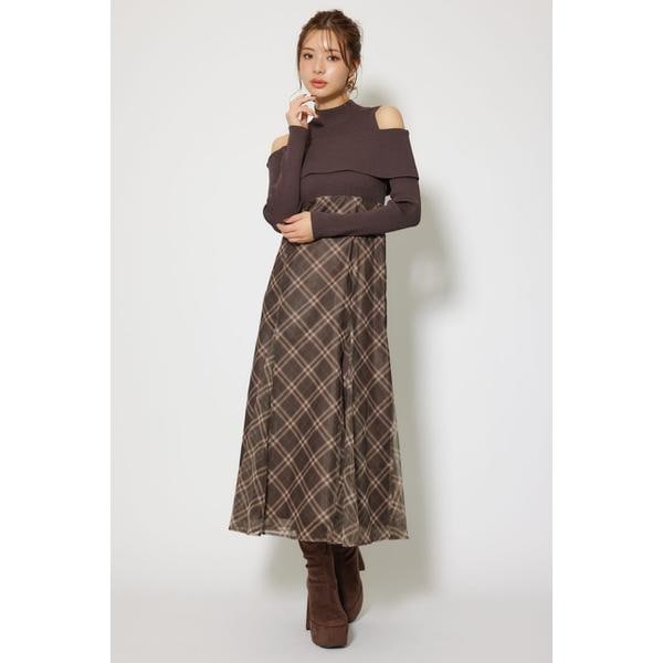 リエンダ（rienda）/ドッキングオフショルニットフレアワンピース