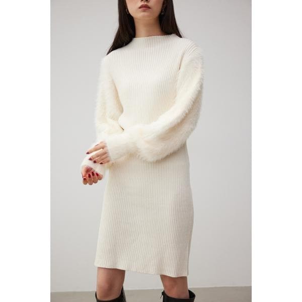 のオシャレな moussy【F】 シャツワンピース リブタートルニットロング