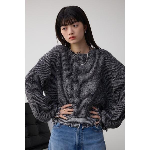 【NEW】アズールバイマウジー（AZUL BY MOUSSY）/ダメージニットトップスの通販は 4,996円