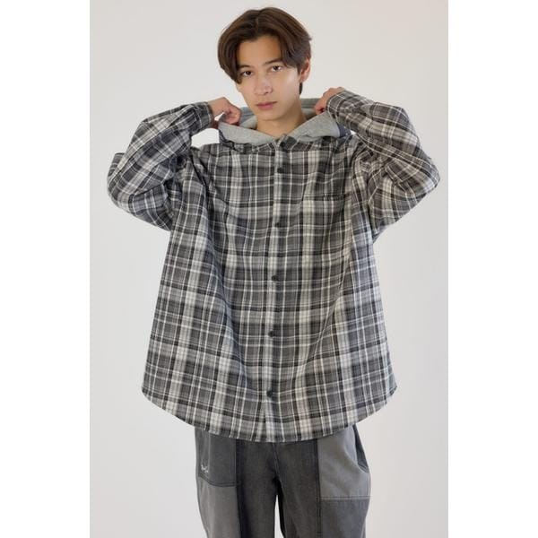 ロデオクラウンズ ワイドボウル（RODEO CROWNS WIDE BOWL）/ボンディングフーデッドチェックシャツ