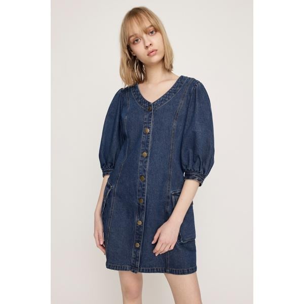 スライ（SLY）/V NECK DENIM ショートワンピースの通販は