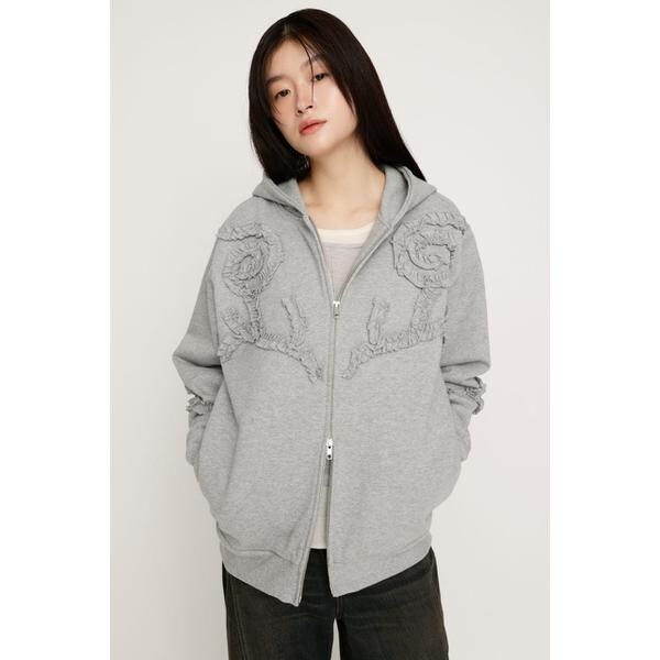 スライ（SLY）/FRILL ZIP UP HOODIE