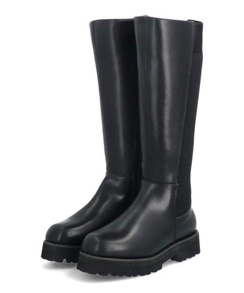 ラ・ファーファ（la farfa）/la farfa 厚底ニットコンビロングブーツ【幅広4E/ゆったり/大きいサイズ】取り外せる二重中敷の通販は