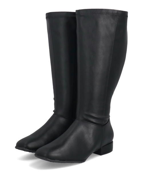 ラ・ファーファ（la farfa）/la farfa ローヒールロングブーツ【幅広4E/筒幅 超ゆったり/大きいサイズ/滑りにくい】