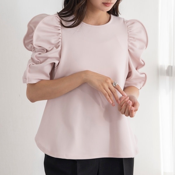 エウクレイド（EUCLAID）/もちもちギャザースリーブカットソー