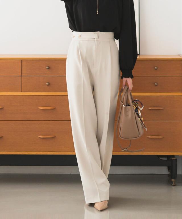 セレン（CELEN）/2025SS新作【洗濯機洗い/トールサイズ】パール釦ストレートパンツ セレン（CELEN）/2025SS新作【洗濯機洗い/トールサイズ】パール釦