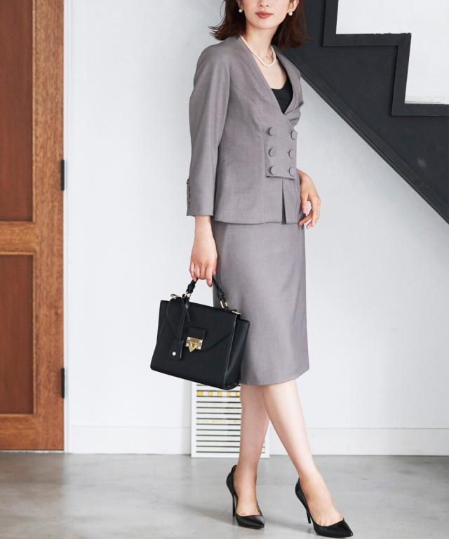 リブルーム（Rebloom）/フロントボタンジャケットスカートスーツ リブルーム（Rebloom）/フロントボタンジャケットスカートスーツ