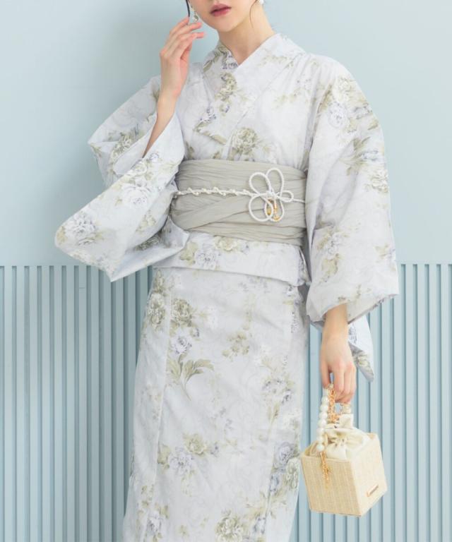 セレン（CELEN）/浴衣4点セット ロココ調まったりミントミルク (浴衣 兵児帯 腰紐2本)