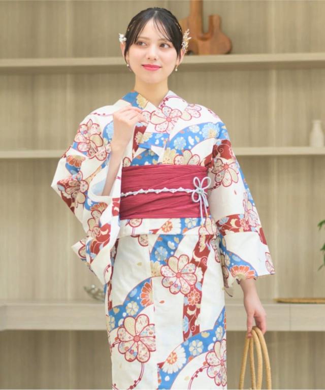 セレン（CELEN）/浴衣4点セット 花織りの舞 (浴衣 兵児帯 腰紐2本)