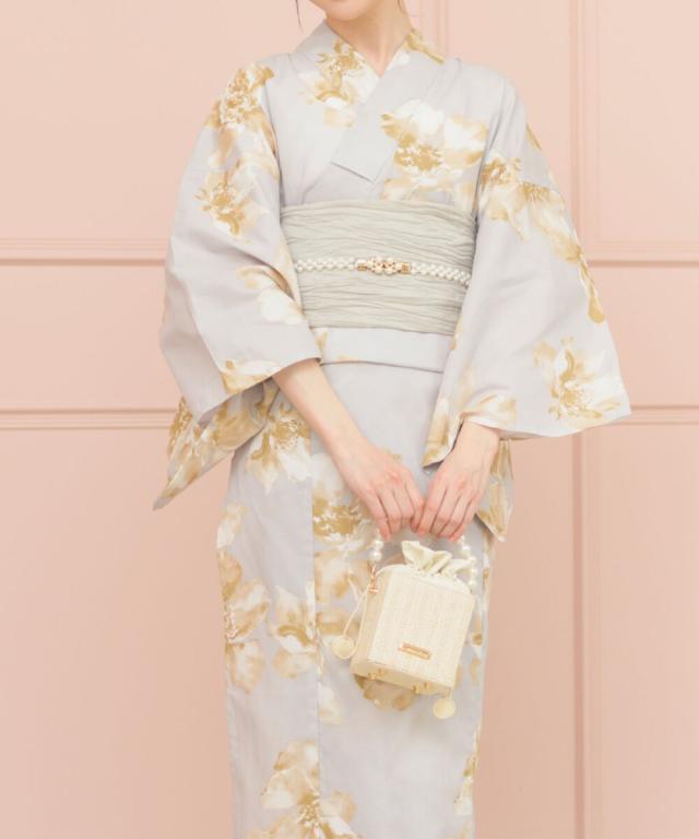 セレン（CELEN）/浴衣4点セット ふわり淡花咲き (浴衣 兵児帯 腰紐2本)