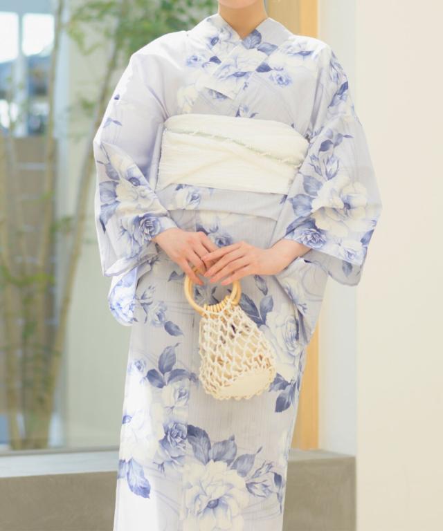 セレン（CELEN）/浴衣4点セット 花麗流れ (浴衣 兵児帯 腰紐2本)