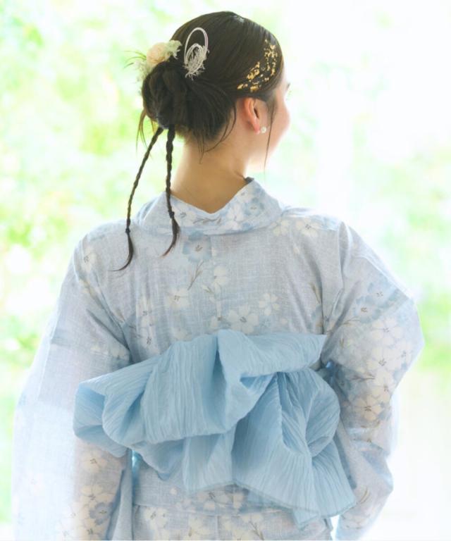 リブルーム（Rebloom）/浴衣4点セット 水涼撫子 (浴衣 兵児帯 腰紐2本)