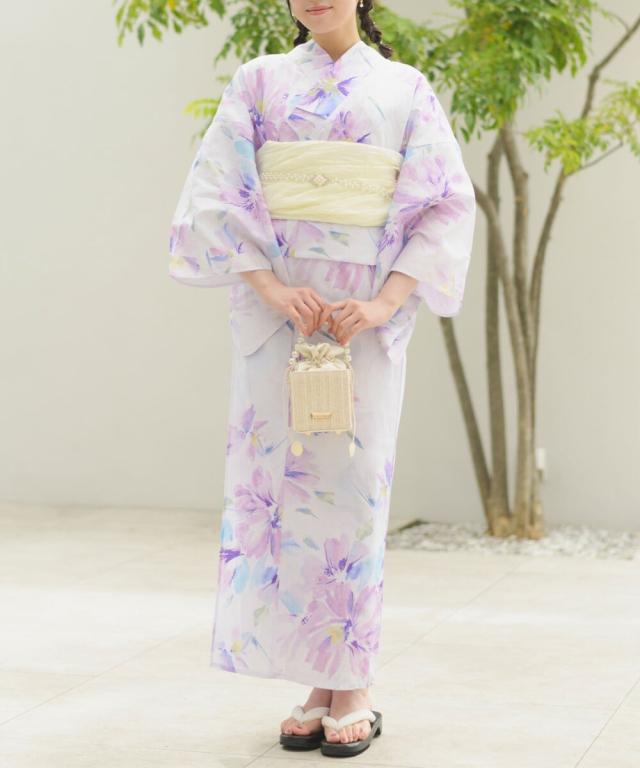 セレン（CELEN）/下駄つき浴衣5点セット マーガレットの花便り (浴衣 兵児帯 腰紐2本 下駄)