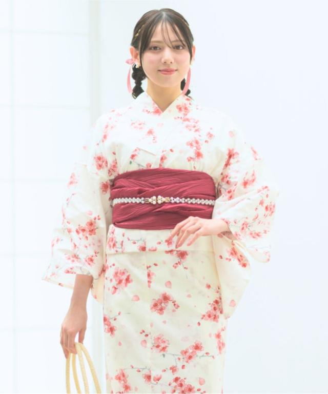 セレン（CELEN）/下駄つき浴衣5点セット 桜霞みやび (浴衣 兵児帯 腰紐2本