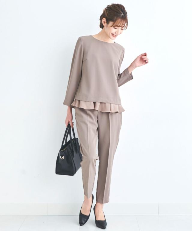 リブルーム（Rebloom）/ペプラムトップス・タックセンタープレスパンツ 2点セット リブルーム（Rebloom）/ペプラムトップス・タックセンタープレスパンツ