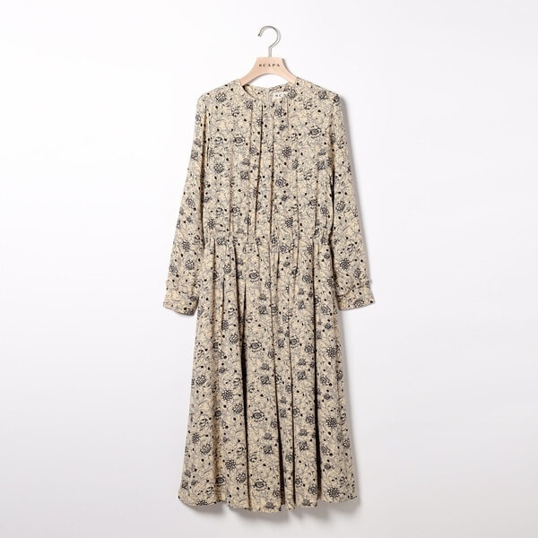 新品 SCAPA スキャパ 花柄 総柄 モノクロ フラワー ロングワンピース 新品 SCAPA スキャパ 花柄 総柄 モノクロ フラワー ロングワンピース