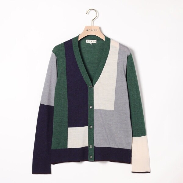 スキャパ（SCAPA）/ウールブロックニットカーディガン