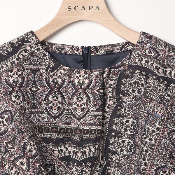 スキャパ（SCAPA）/ジャカードサラサ六分袖ワンピース_8