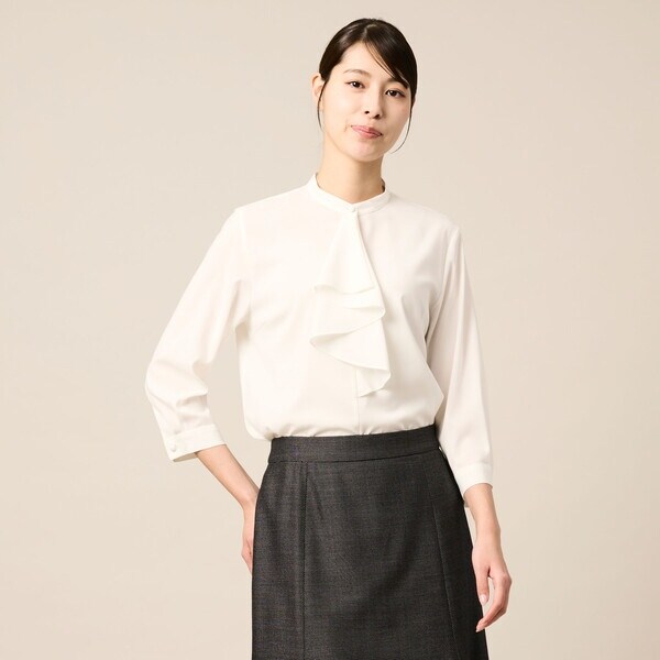 ふくろうと月 サイド釦のブラウス レディース シャツ 7分袖 七分袖