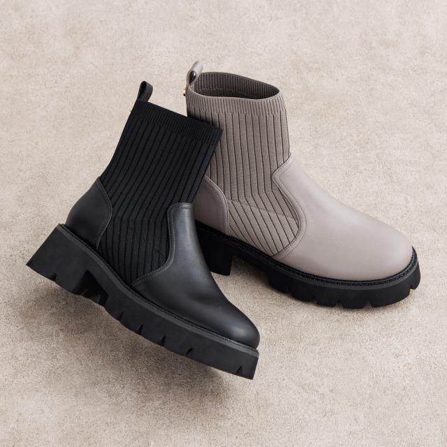 HIMIKO（HIMIKO）/ニットが優しく包み込む【卑弥呼25AW】トラックソールリブニットブーツ/651419